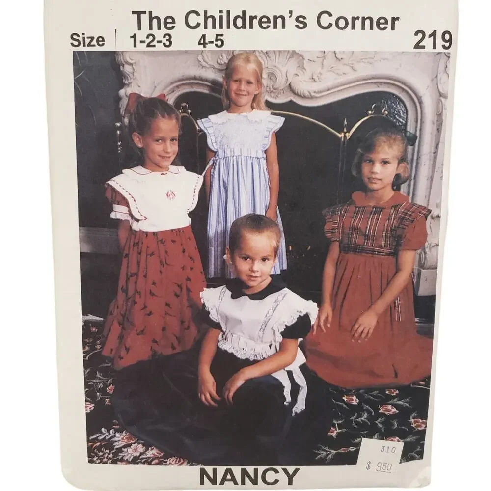 Children's Corner Nancy 219 Size 1-5 Vintage Sewing Pattern Children Bibs Cut